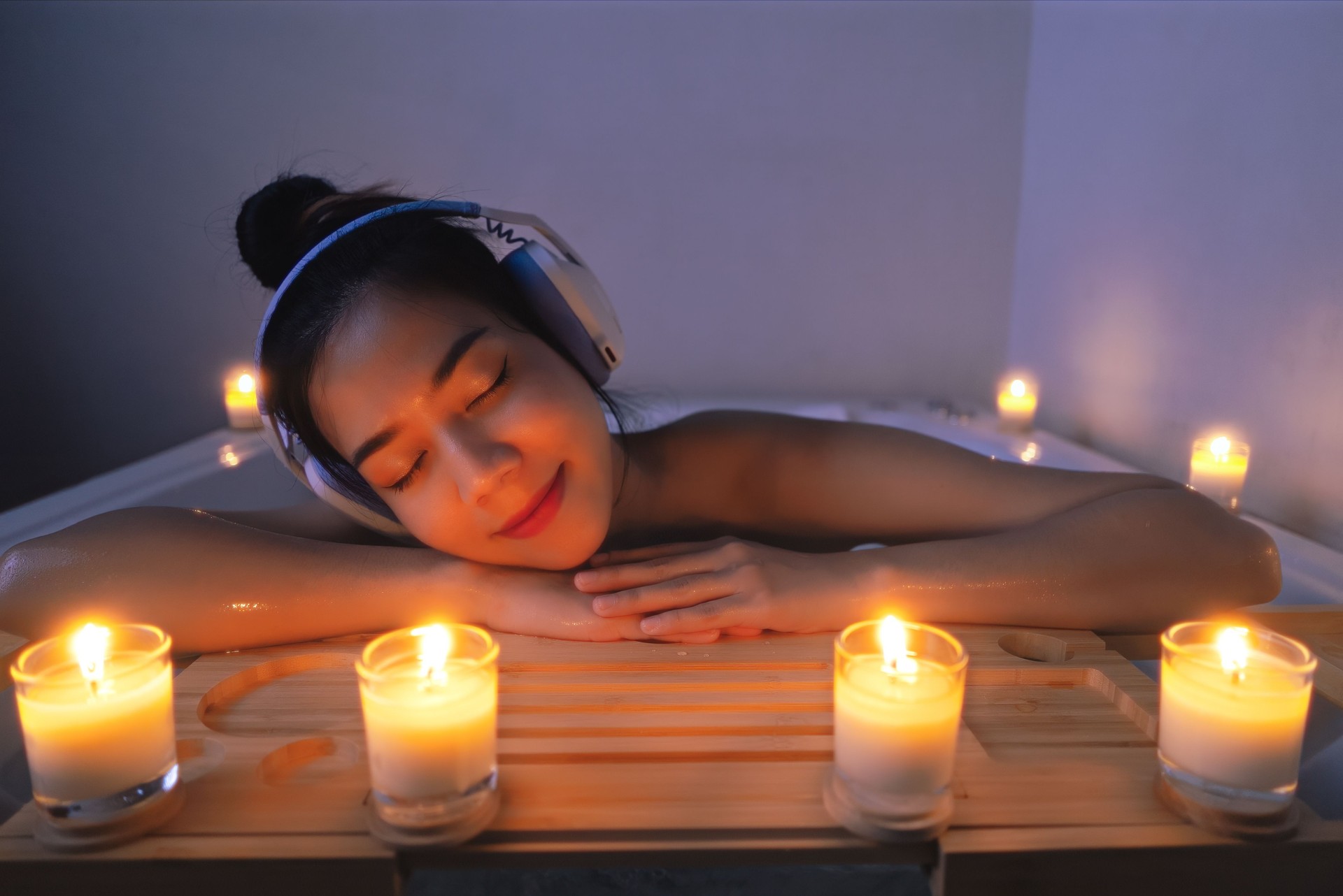 Nighttime Bath Relaxation.